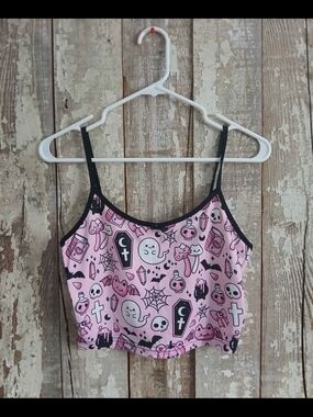 Pink Gothic Cute Crop Tank Top